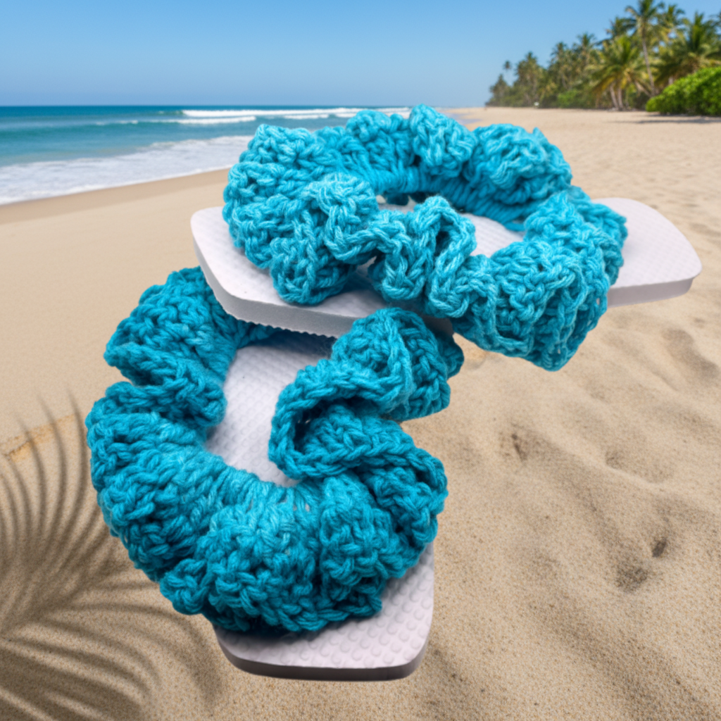 Blue Ruffle Flip Flops