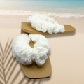 White Ruffle Flip Flops