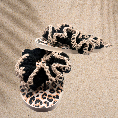 Leopard Print Ruffle Flip Flops
