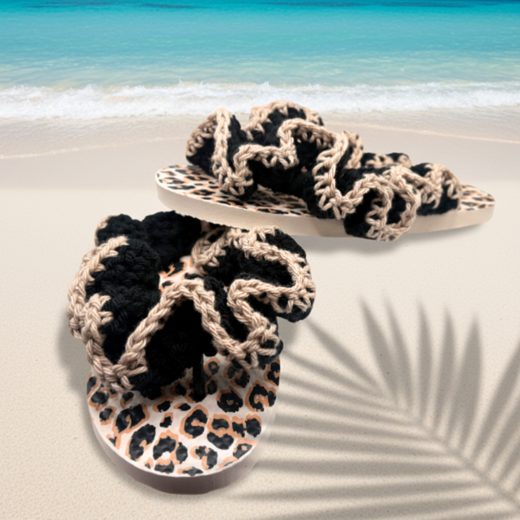 Leopard Print Ruffle Flip Flops