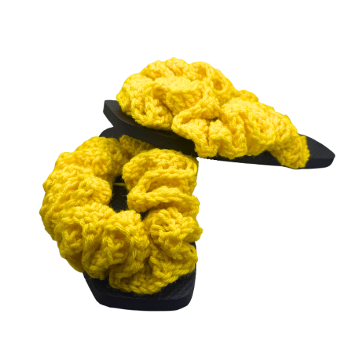 Neon Yellow Ruffle Flip Flops