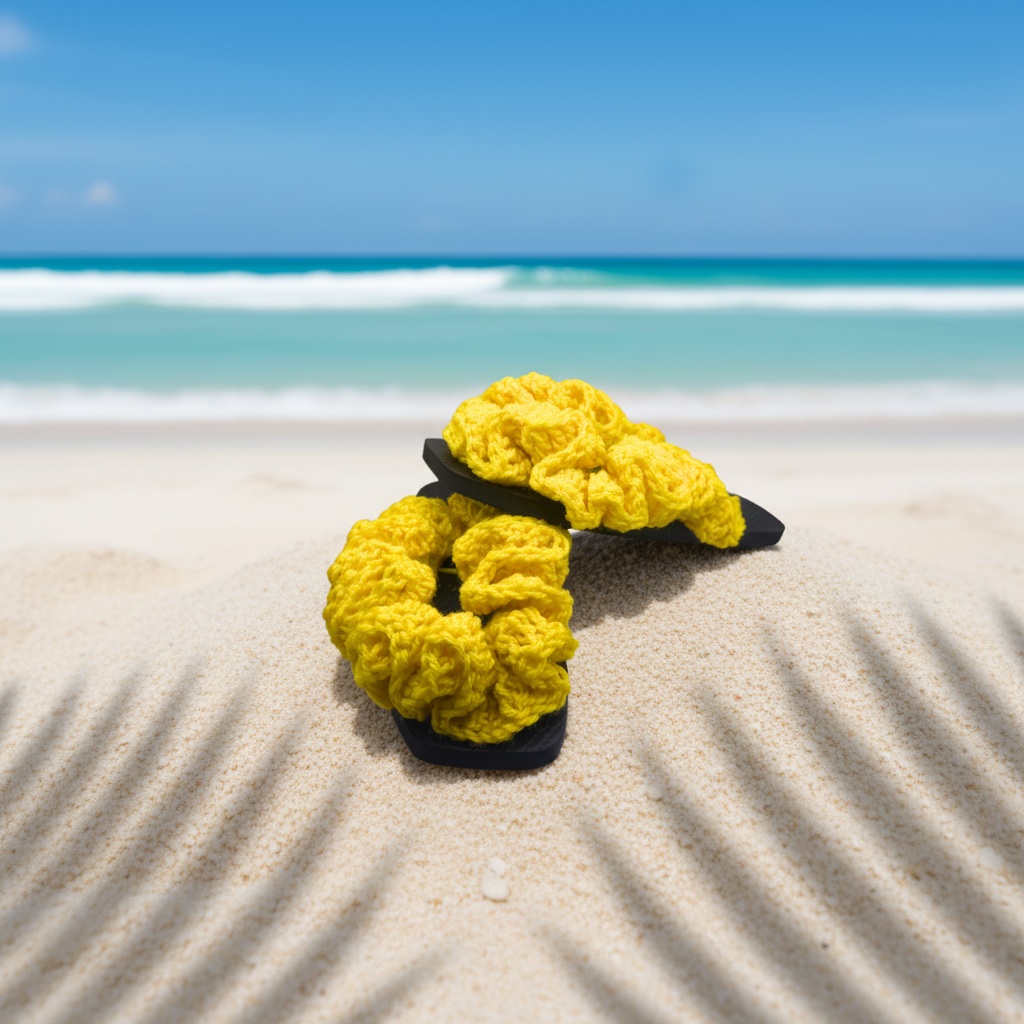 Neon Yellow Ruffle Flip Flops