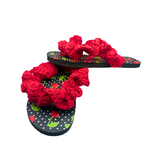 Red Ruffle Flip Flops