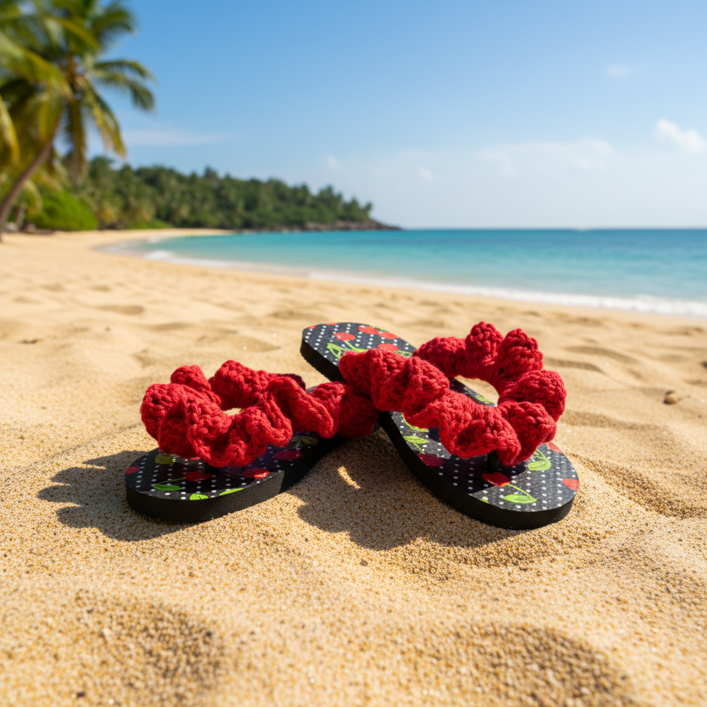 Red Ruffle Flip Flops