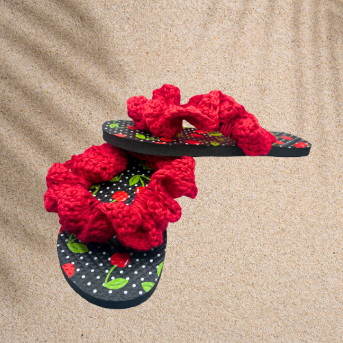 Red Ruffle Flip Flops