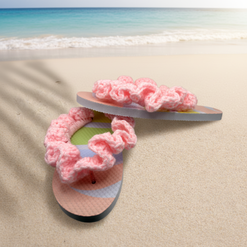 Pink Ruffle Flip Flops