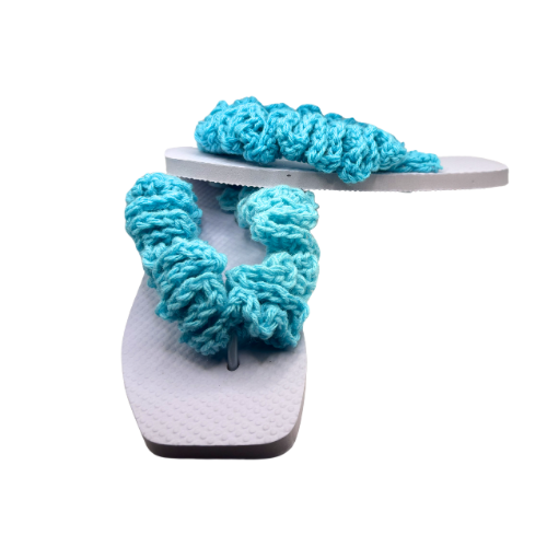 Ombré Blue Ruffle Flip Flops