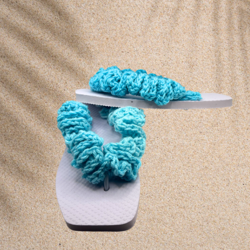Ombré Blue Ruffle Flip Flops