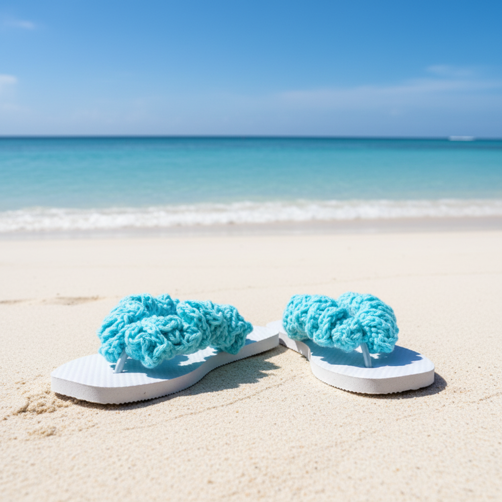 Ombré Blue Ruffle Flip Flops