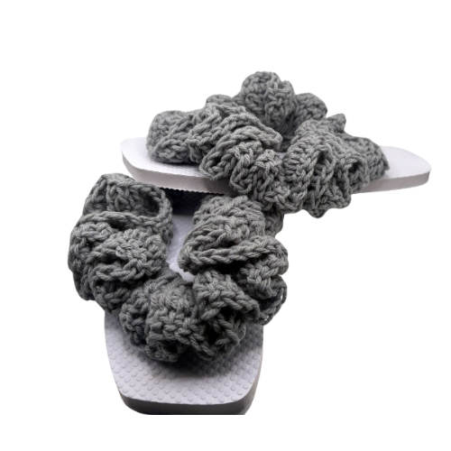 Grey Ruffle Flip Flops