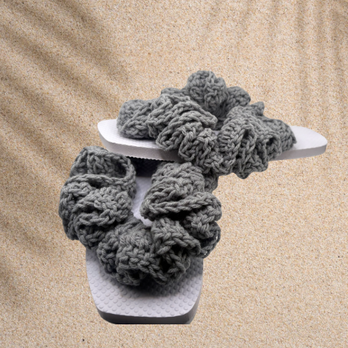 Grey Ruffle Flip Flops