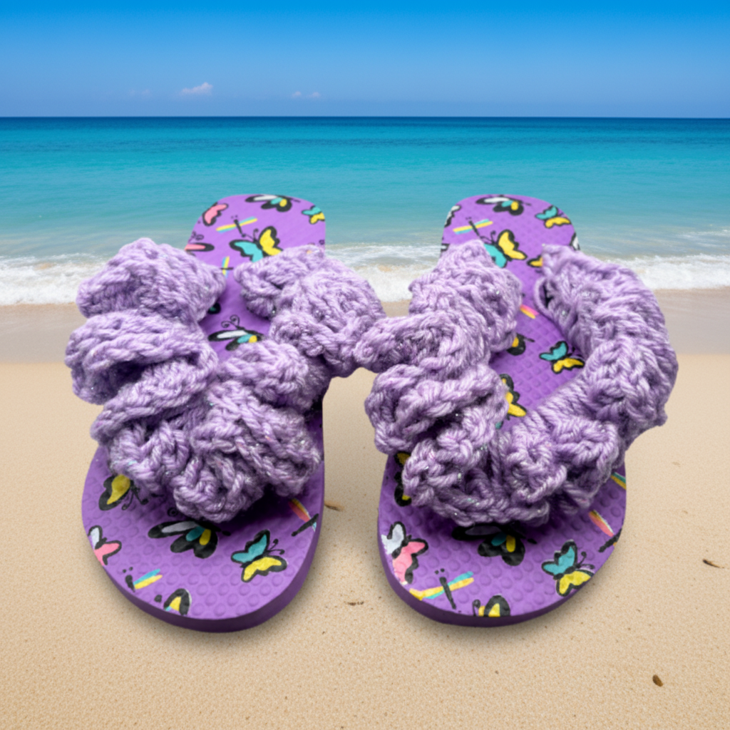 Purple Ruffle Flip Flops (kids)