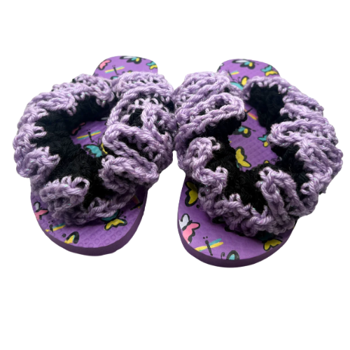 Purple and Black Ruffle Flip Flops (kids)