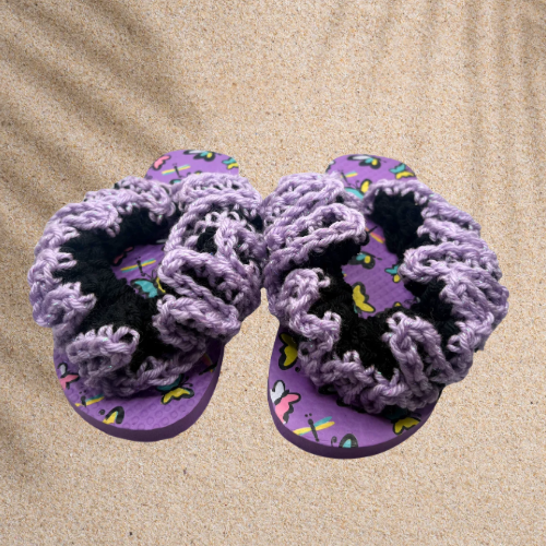 Purple and Black Ruffle Flip Flops (kids)